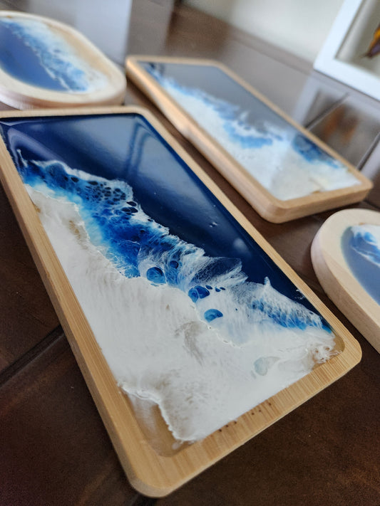 Bamboo Wood Beach Waves Tray